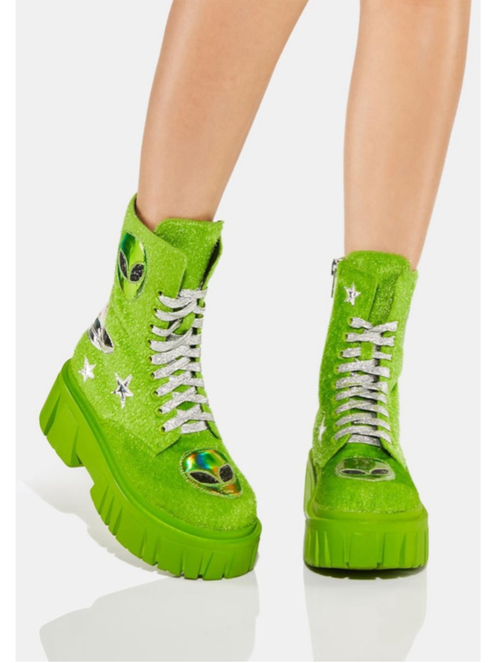 Dolls Kill Club Exx Alien Platform Combat Boots Size 11 Rave Festival